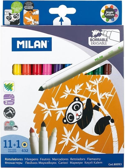 Milan Erasable Μαρκαδόροι Ζωγραφικής Πλενόμενοι Σετ 12 χρώματα