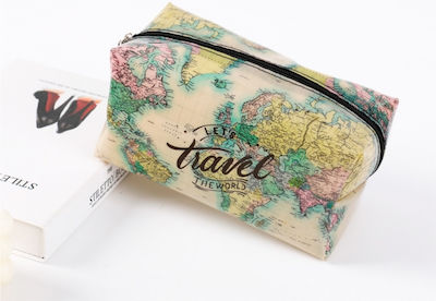 I-Total Maps Pencil Case with 1 Compartment Beige