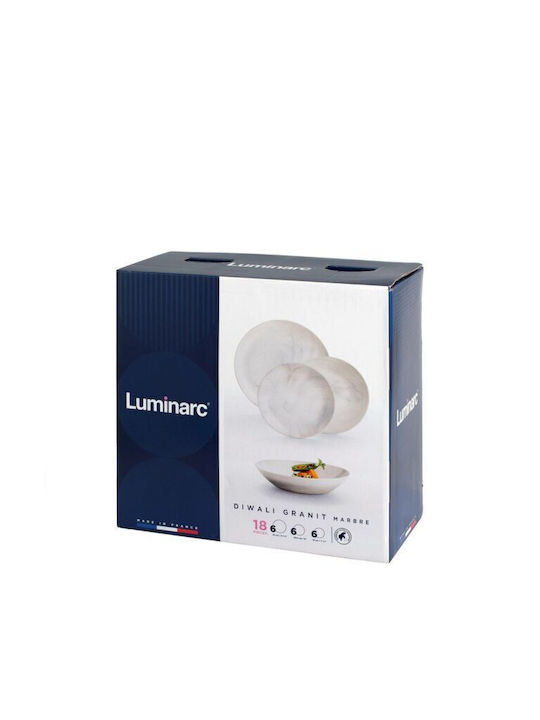 Luminarc Diwali Бял Порцелан Сервизи за хранене 18бр
