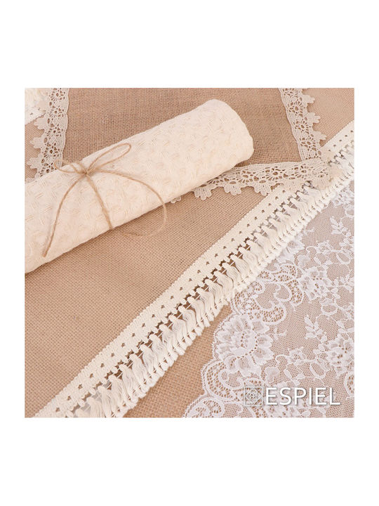 Espiel Cotton & Polyester Lace Tablecloth Runner Μπεζ / Λευκό 30x180cm