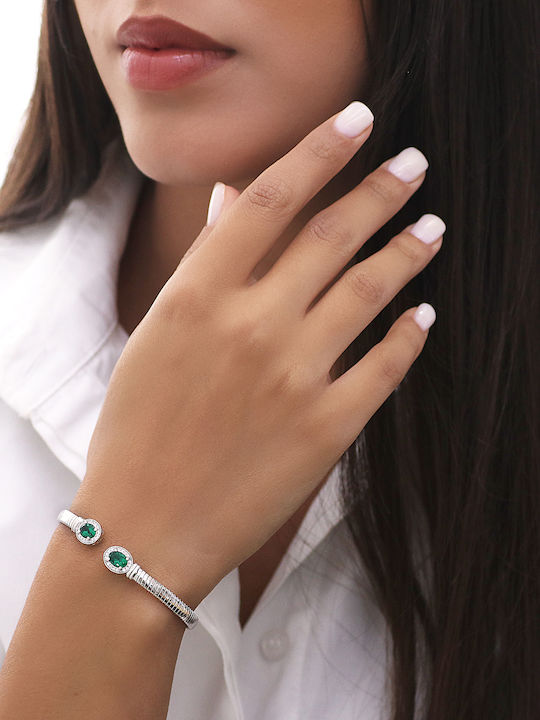 Bracelet Handcuffs made of Silver with Zircon