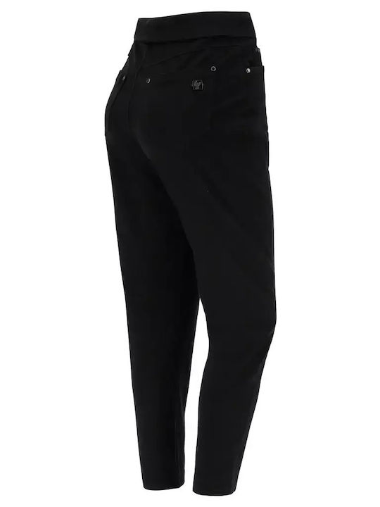 Freddy Women's High-waisted Fabric Trousers in Tapered Line Black