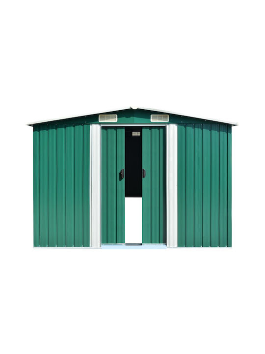 Metallisches Gartenhaus Grün mit Lüftungsschlitzen M2.57xB7.79xH1.81m