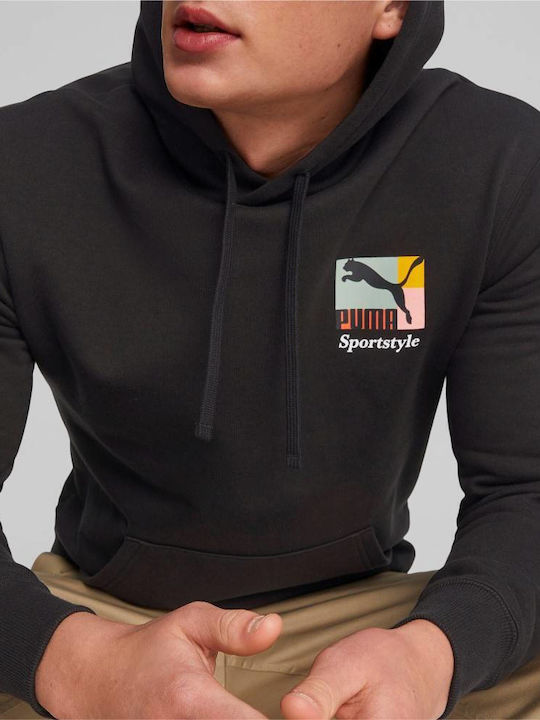 Classics Brand Love Φούτερ με Κουκούλα Μαύρο
