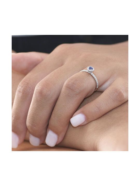 Women's White Gold Ring with Diamond 14K