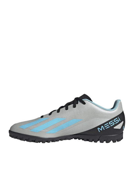 adidas X Crazyfast Messi.4 Футболни Обувки с Гумена Подметка Сребърен Металик / Блажено Синьо / Черно Ядро