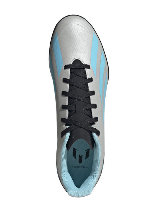 adidas X Crazyfast Messi.4 Футболни Обувки с Гумена Подметка Сребърен Металик / Блажено Синьо / Черно Ядро