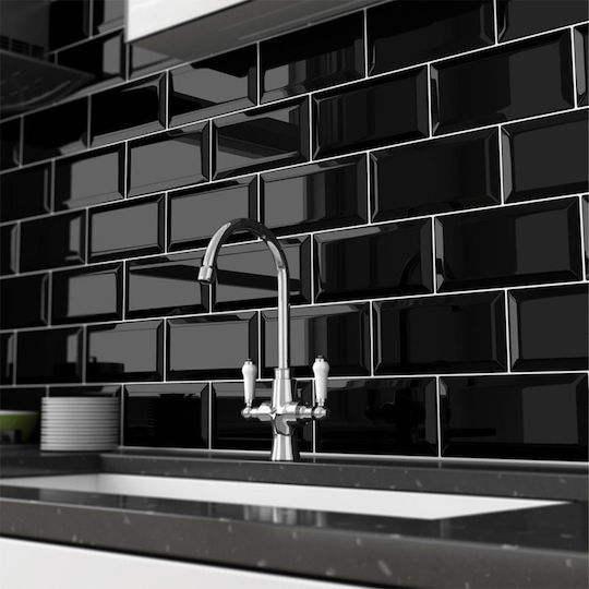 Yurtbay Seramik Wall Interior Matte Ceramic Tile 15x7.5cm Black