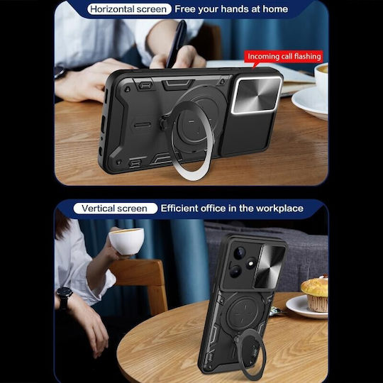 Texture Camera Umschlag Rückseite Kunststoff Schwarz (Realme C53)