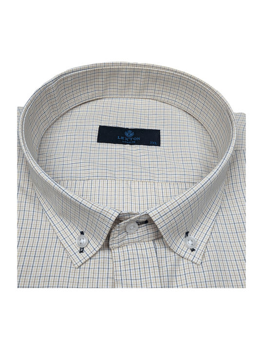 Short-sleeved Shirt Checked Beige