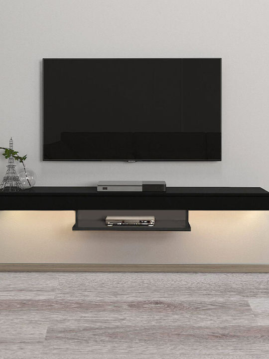 Έπιπλο TV din lemn Albares cu Iluminare LED Negru M150xΠ29.6xΥ22cm