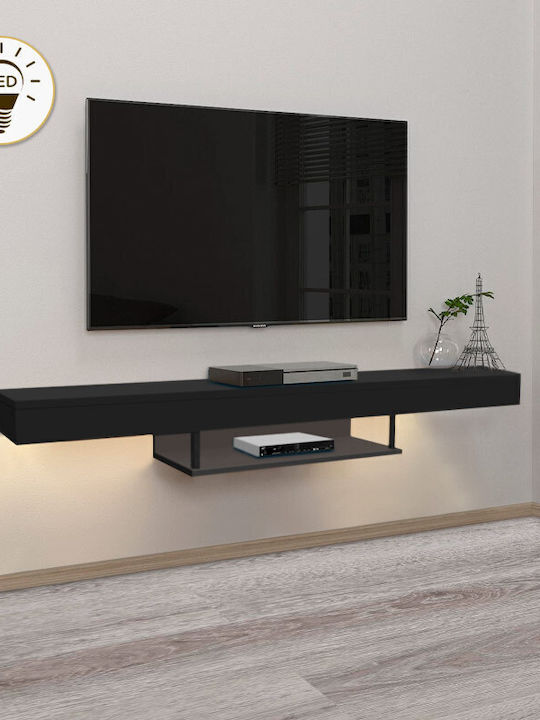 Έπιπλο Τηλεόρασης Albares με Φωτισμό LED Μαύρο Μ150xΠ29.6xΥ22cm