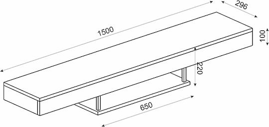 TV Stand Albares with LED Lighting Black L150xD29.6xH22cm