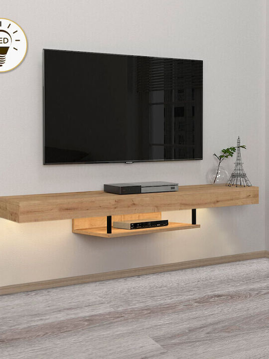 TV Stand Albares with LED Lighting Brown L150xW29.6xH22cm