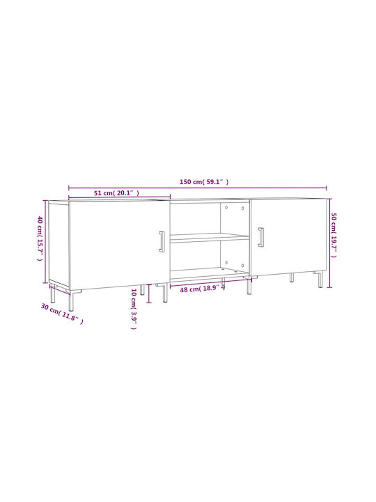vidaXL TV-Ständer Grau M150xP30xH50cm