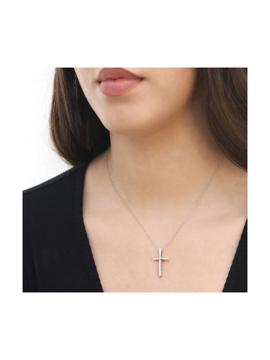 White Gold Cross 18K