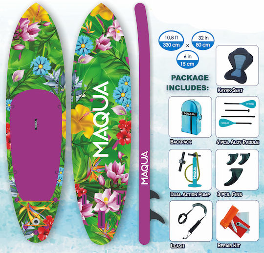 Maqua Flowers Φουσκωτή Σανίδα SUP / Kayak με Μήκος 3.3m Μωβ