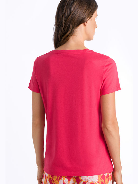 Hanro Women's T-shirt with V Neckline Fuchsia