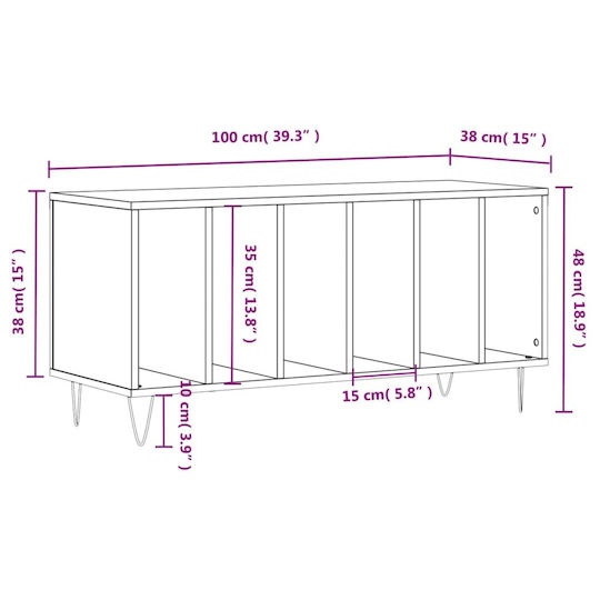 vidaXL Мебел за Hi-Fi Бял 38x100x48см