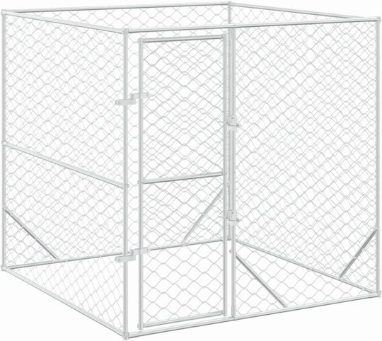 vidaXL Metallisches Hundetorg 200x200x200cm Silber