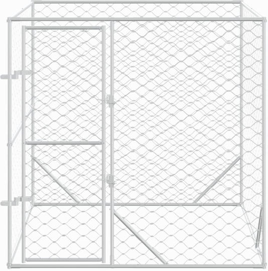 vidaXL Metallisches Hundetorg 200x200x200cm Silber