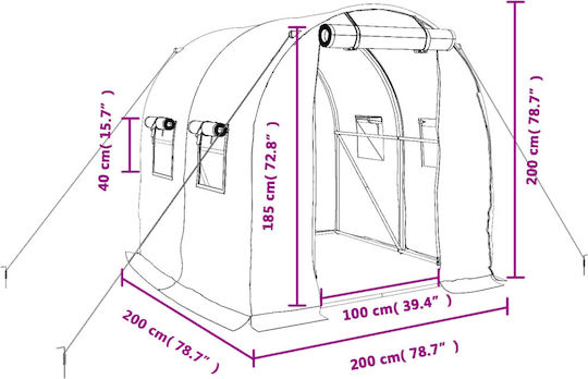 vidaXL 364073 Greenhouse Tunnel with Metal Frame 2x2x2m