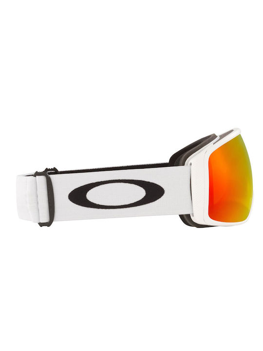 Oakley Flight Tracker Mască de Schi și Snowboard pentru Adulți Albă cu Lentilă Oglindă Roșie