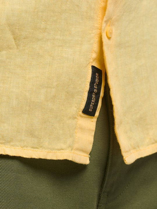 Short-sleeved Linen Shirt Yellow