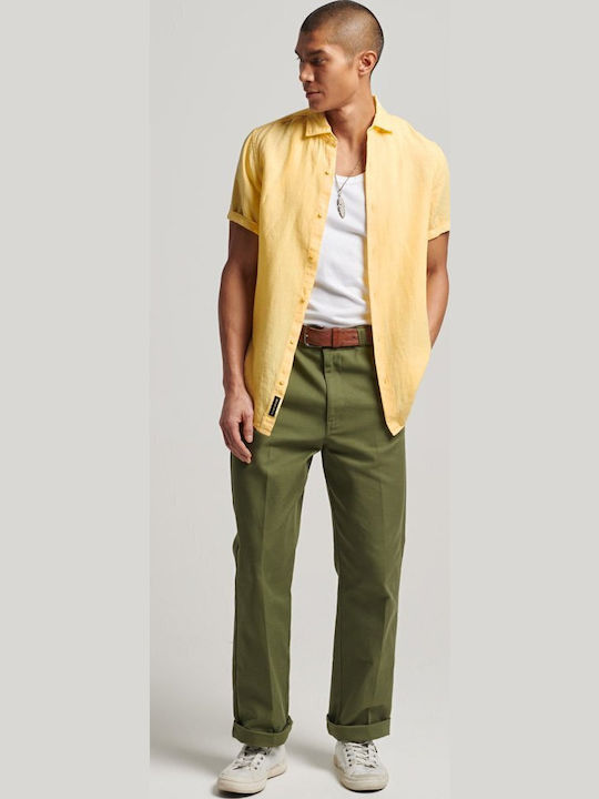 Short-sleeved Linen Shirt Yellow