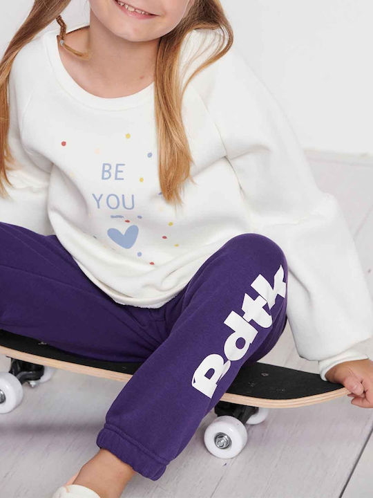 Kids Sweatshirt with Hood and Pockets White