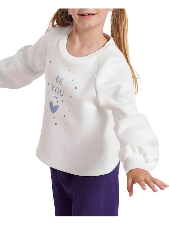 Kids Sweatshirt with Hood and Pockets White