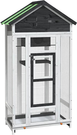 vidaXL Ξύλινο Κλουβί Πτηνών 91.5x53x170εκ. Γκρι