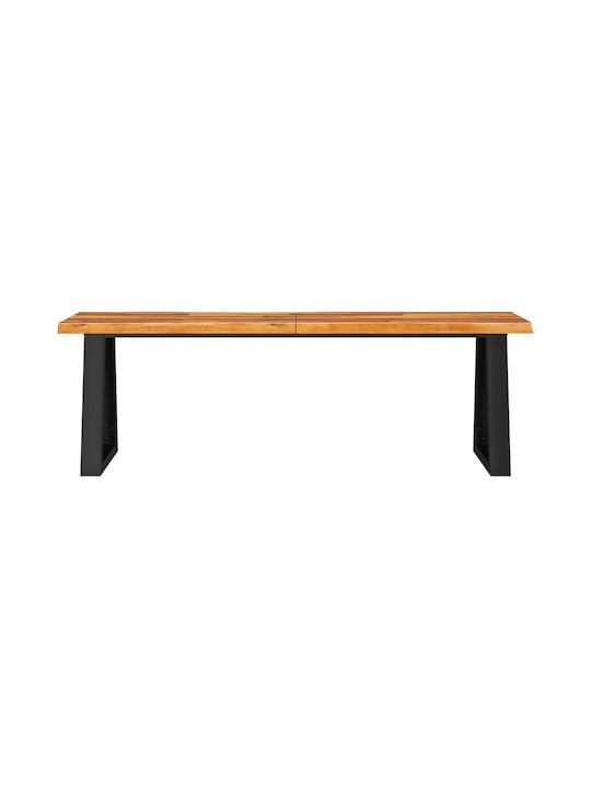 Dining Room Bench with Wooden Surface Brown 140x35x45cm