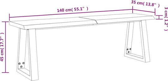Bănci pentru Masă cu Suprafață de Lemn Maro 1buc 140x35x45buc