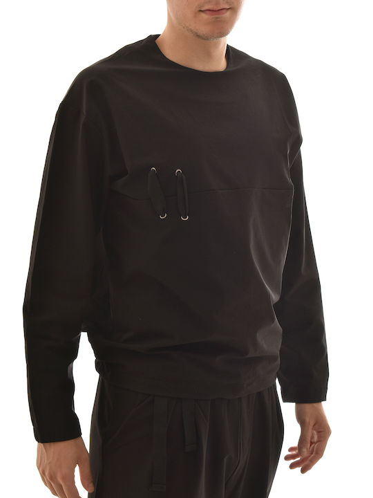 Tee Library Men's Long Sleeve Blouse with Zipper Black