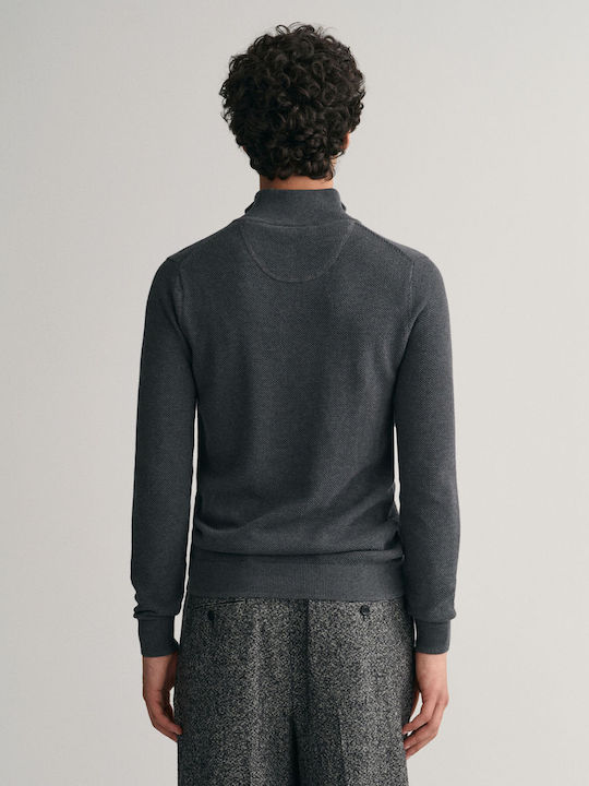 Gant Herren Langarm-Pullover Ausschnitt mit Reißverschluss Gray