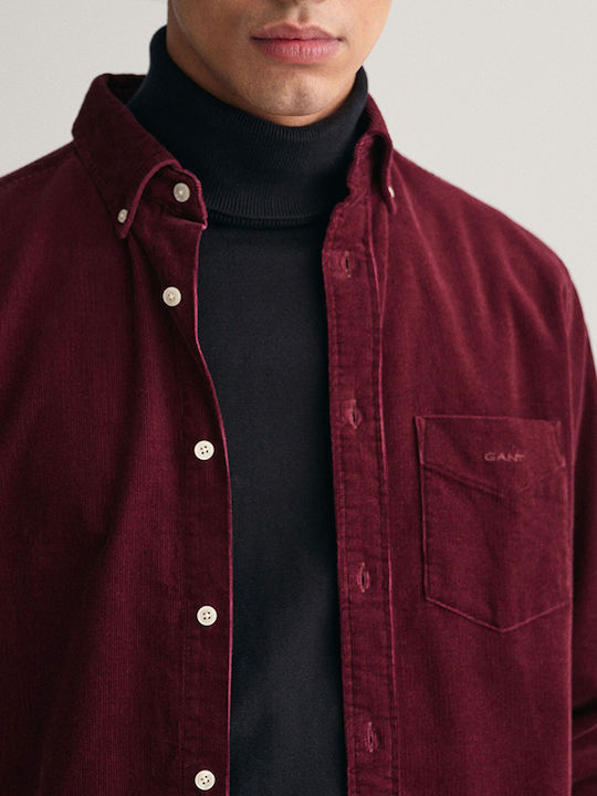 Long-sleeved Corduroy Shirt Burgundy