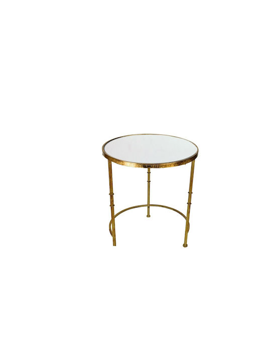 Round Side Table Glass Gold / White L54xW54xH61cm.