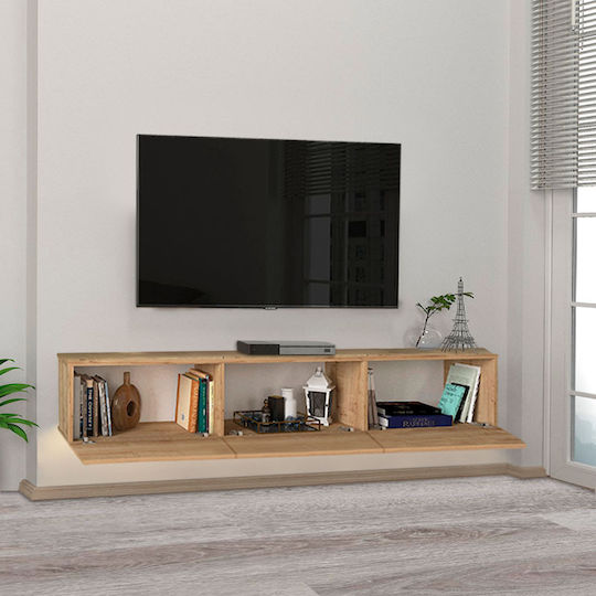 Телевизионно Мебелче Damla с LED Осветление Sapphire Oak Дължина 180xДълбочина 29.5xВисочина 29.5см