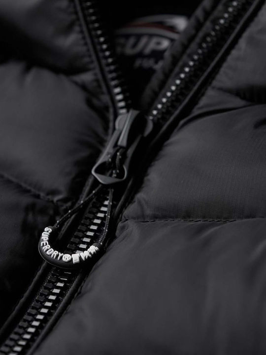 Women's Short Puffer Jacket for Winter with Hood Black