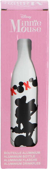 Minnie Mouse Παιδικό Παγούρι Minnie Αλουμινίου με Βιδωτό Καπάκι Non Spill Λευκό 600ml