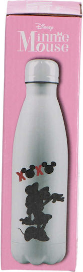 Minnie Mouse Παιδικό Παγούρι Minnie Αλουμινίου με Βιδωτό Καπάκι Non Spill Λευκό 600ml
