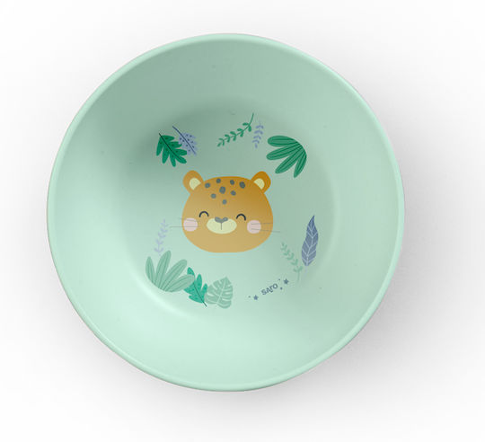 Saro Saro Baby & Kids Feeding Set Jungle Cheetahs Made of Plastic with Anti-Slip Base Green 5 Pieces