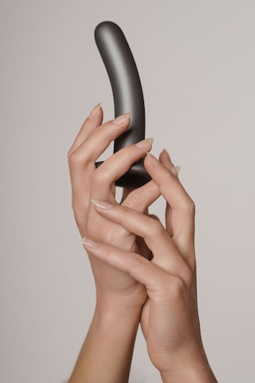 Shots Ouch! Smooth Silicone G-Spot Glass Dildo with Balls and Suction Cup Gray 12cm