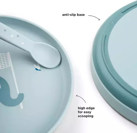 Done by Deer Baby Food Plate Happy Clouds made of Plastic Light Blue