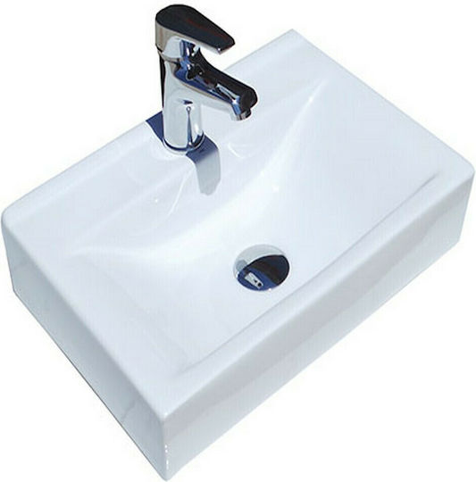 Gloria Banal Επικαθήμενος Νιπτήρας Πορσελάνης 45x30x10cm Λευκός Gloria Banal Επικαθήμενος Νιπτήρας Πορσελάνης 45x30x10cm Λευκός