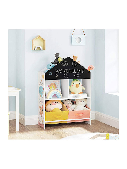 Kids Wooden Bookcase White 65x26.5x90cm