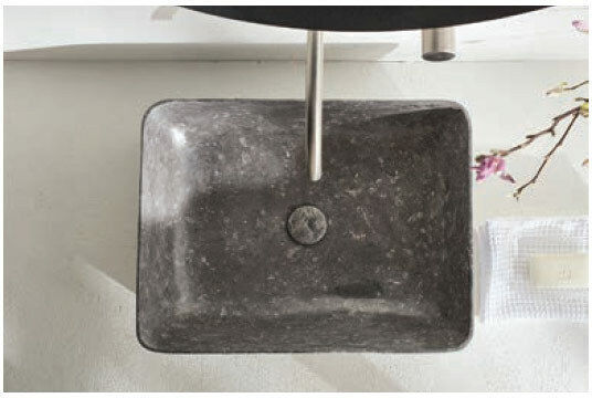 Fossil Jade Deasupra Blatului Chiuvetă marmură 60x38x14cm Negru