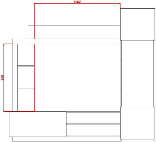 Depen Living Room TV Unit Gray L204xW41xH187cm MB Depen Living Room TV Unit Gray L204xW41xH187cm MB