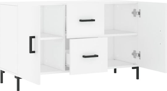 Мебели за съхранение дървен с чекмеджета Бял 100x36x60см